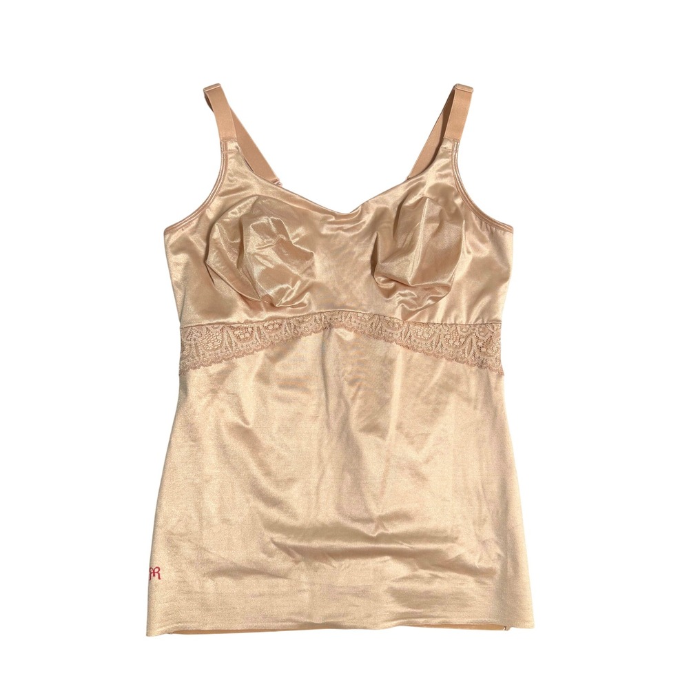 Ruby Ribbon Cami Women 42 Beige Excellent Lace Trim Shapewear Tank 3024